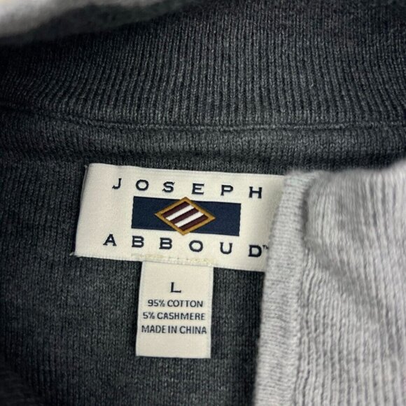 Joseph Abboud 1/4 Zip Sweater Mens Large Gray Cotton Cashmere Textured Diamond - Picture 4 of 7